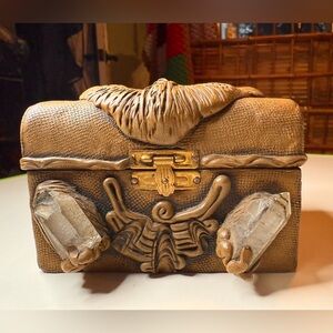 Unique Custom Made Crystal Decorated Box With A Brass Front Latch